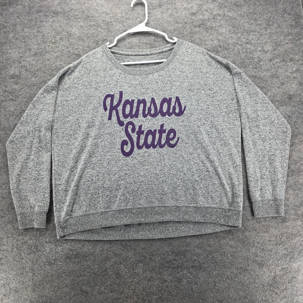 Kansas State Sweater Womens 2XL Gray Captivating Pullover Crewneck College NCAA